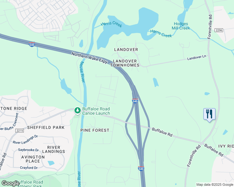 map of restaurants, bars, coffee shops, grocery stores, and more near 5230 Stream Stone Way in Raleigh