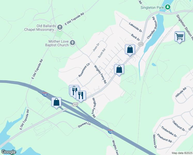 map of restaurants, bars, coffee shops, grocery stores, and more near 1811 Meadowland Lane in Louisville
