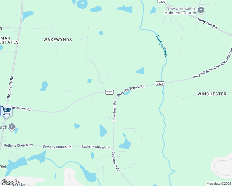 map of restaurants, bars, coffee shops, grocery stores, and more near 2500 Davistown Road in Wendell