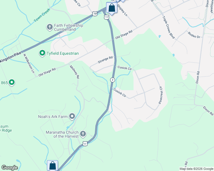 map of restaurants, bars, coffee shops, grocery stores, and more near 252 Meadow Walk Lane in Lenoir City