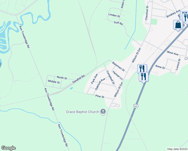 map of restaurants, bars, coffee shops, grocery stores, and more near 115 Park Avenue in Plymouth