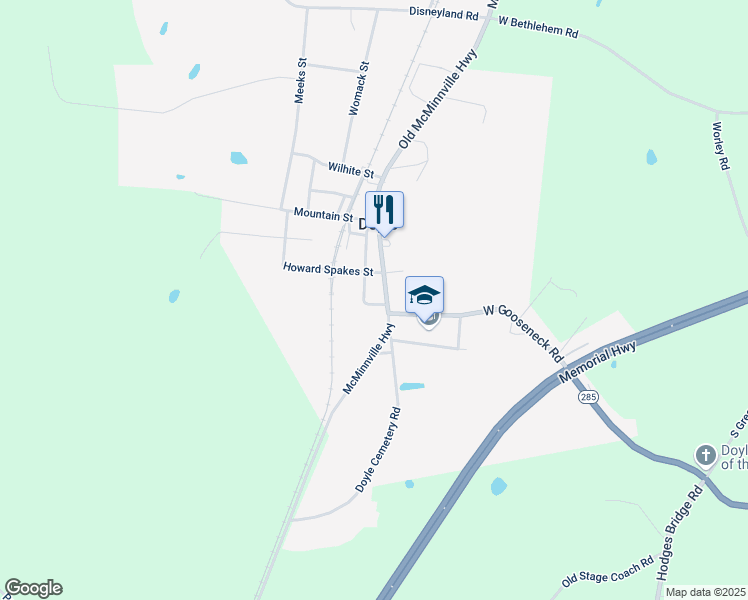 map of restaurants, bars, coffee shops, grocery stores, and more near 174 W Gooseneck Rd in Doyle