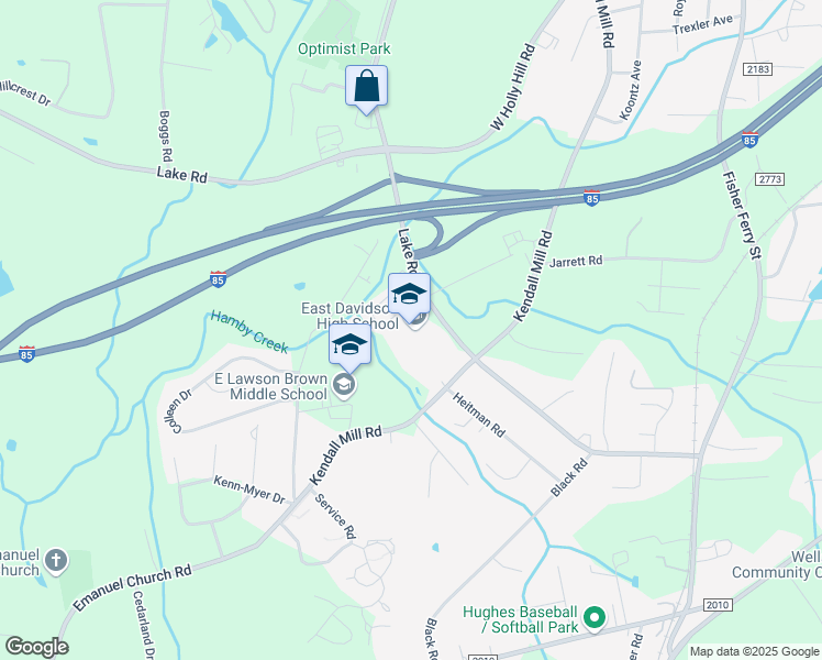 map of restaurants, bars, coffee shops, grocery stores, and more near 1408 Lake Road in Thomasville