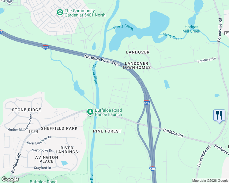 map of restaurants, bars, coffee shops, grocery stores, and more near 6902 Thalweg Drive in Raleigh