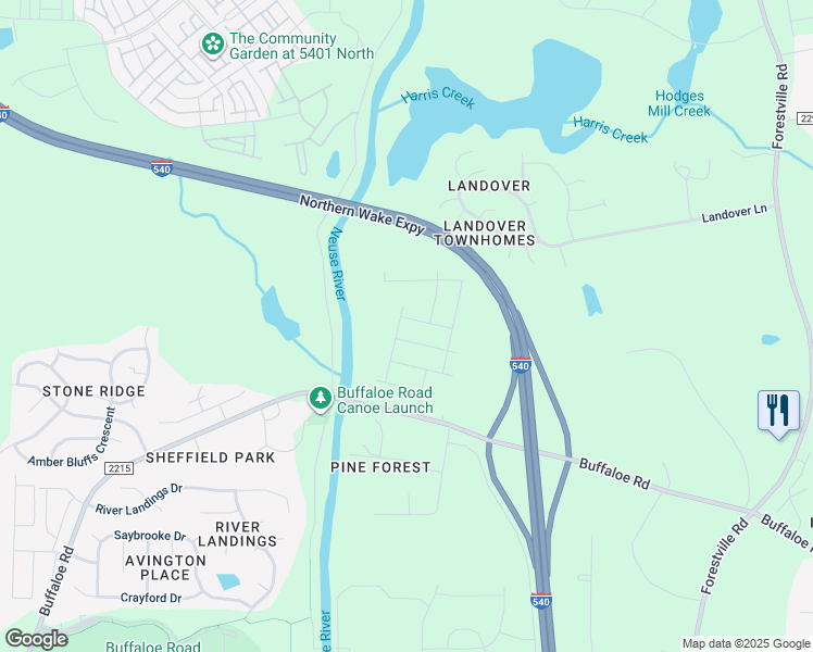 map of restaurants, bars, coffee shops, grocery stores, and more near 6902 Thalweg Drive in Raleigh