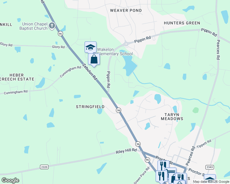 map of restaurants, bars, coffee shops, grocery stores, and more near 2024 Zebulon Road in Zebulon