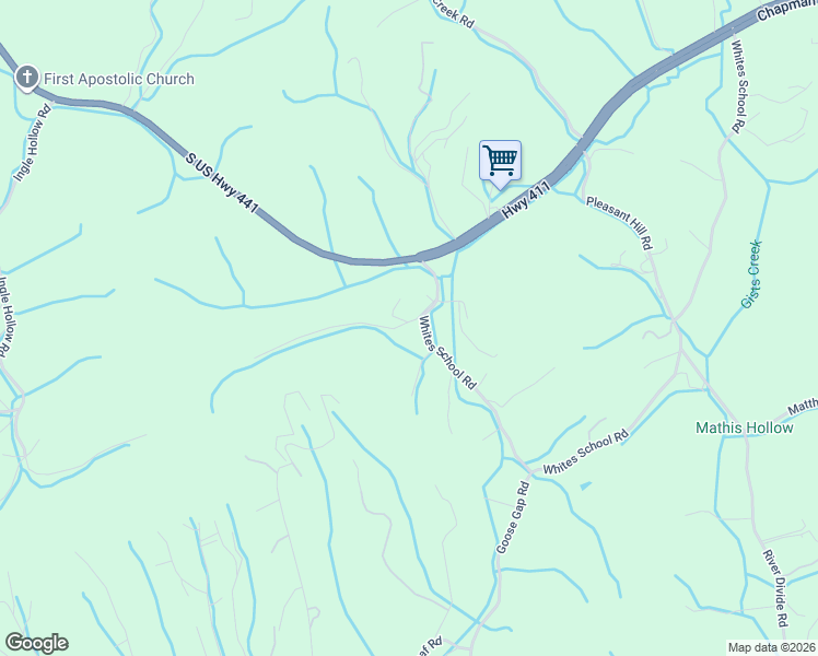 map of restaurants, bars, coffee shops, grocery stores, and more near 1019 Whites School Road in Sevierville