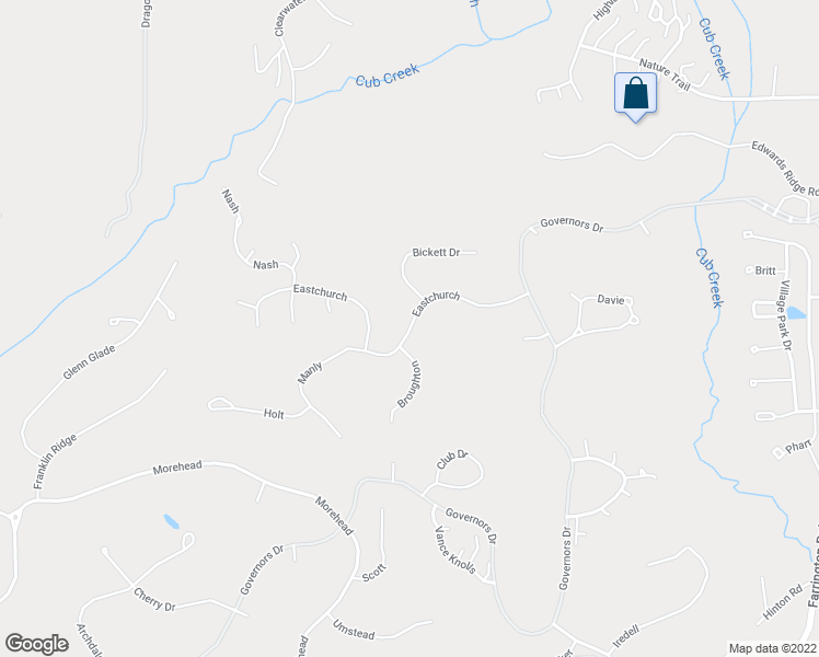 map of restaurants, bars, coffee shops, grocery stores, and more near Eastchurch in Chatham County