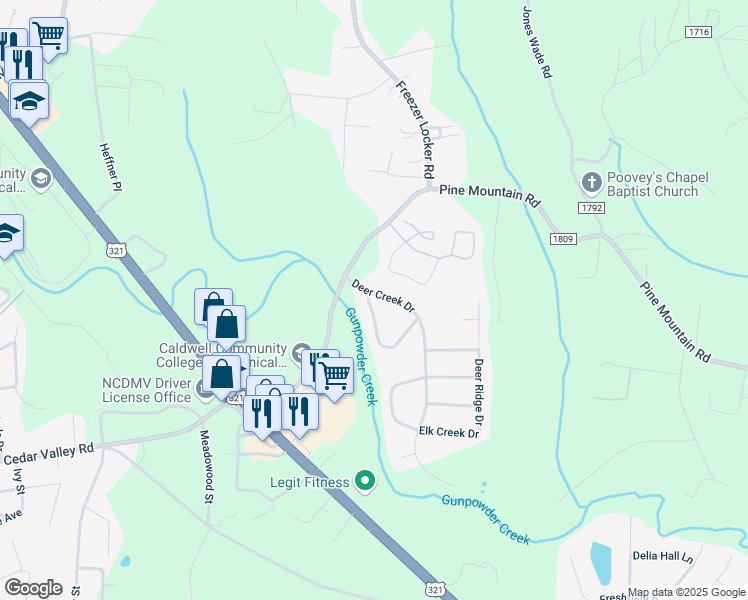 map of restaurants, bars, coffee shops, grocery stores, and more near 113 Deer Creek Drive in Hudson