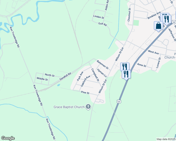 map of restaurants, bars, coffee shops, grocery stores, and more near 106 Park Avenue in Plymouth