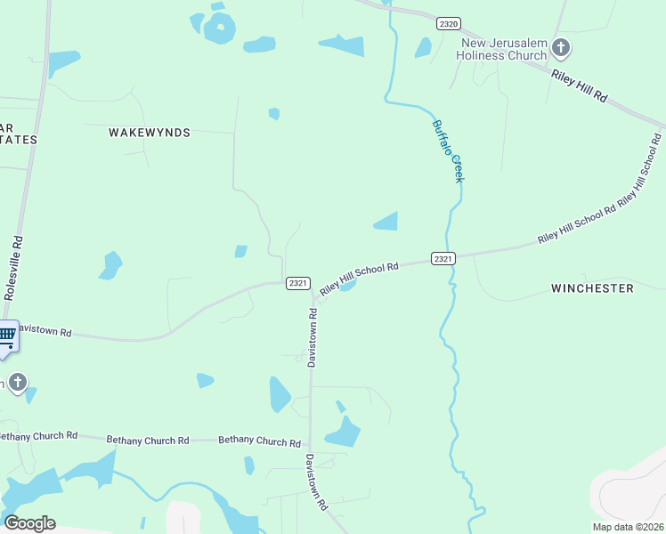 map of restaurants, bars, coffee shops, grocery stores, and more near 2500 Davistown Road in Wendell