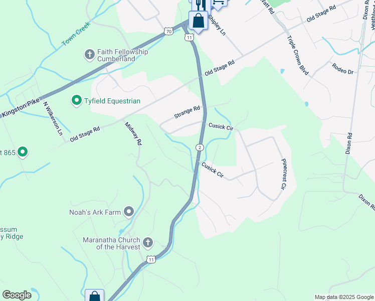 map of restaurants, bars, coffee shops, grocery stores, and more near 8 11 Estates Drive in Lenoir City