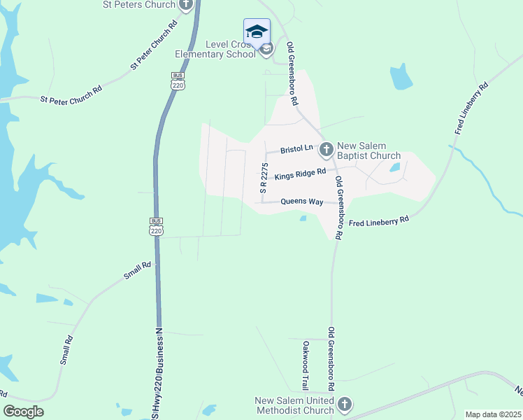 map of restaurants, bars, coffee shops, grocery stores, and more near 302 Queens Way in Randleman