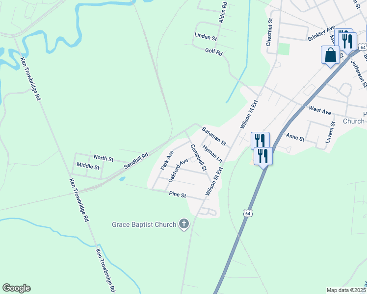 map of restaurants, bars, coffee shops, grocery stores, and more near 106 Park Avenue in Plymouth