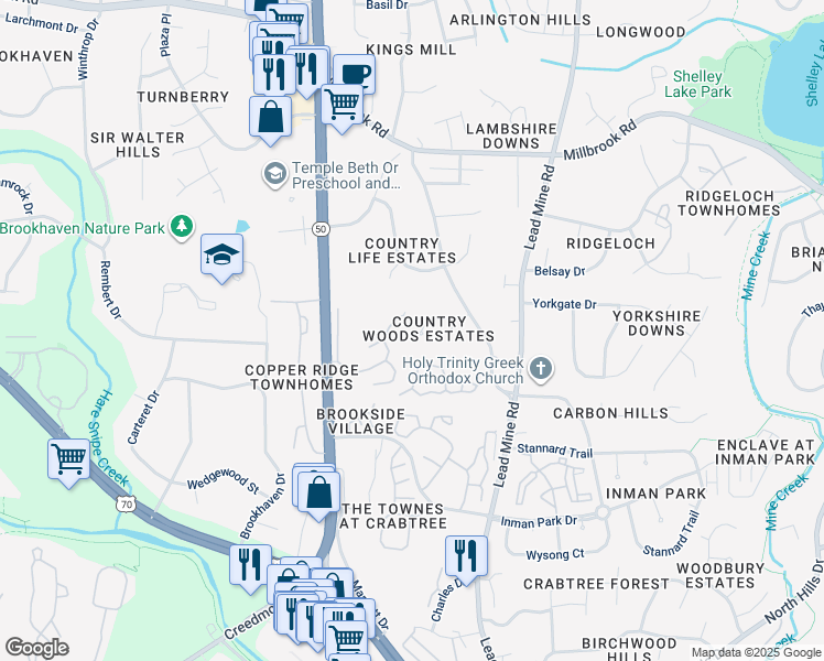 map of restaurants, bars, coffee shops, grocery stores, and more near 2232 Misskelly Drive in Raleigh