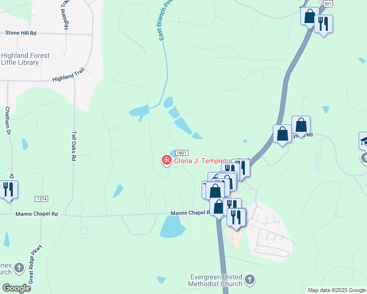map of restaurants, bars, coffee shops, grocery stores, and more near 360 Cedar Lake Road in Chapel Hill