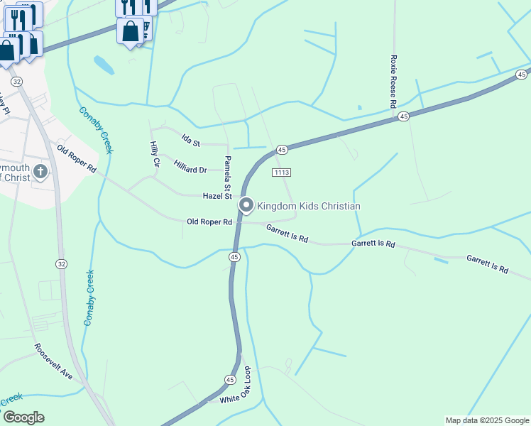 map of restaurants, bars, coffee shops, grocery stores, and more near 35 Old Roper Rd in Plymouth