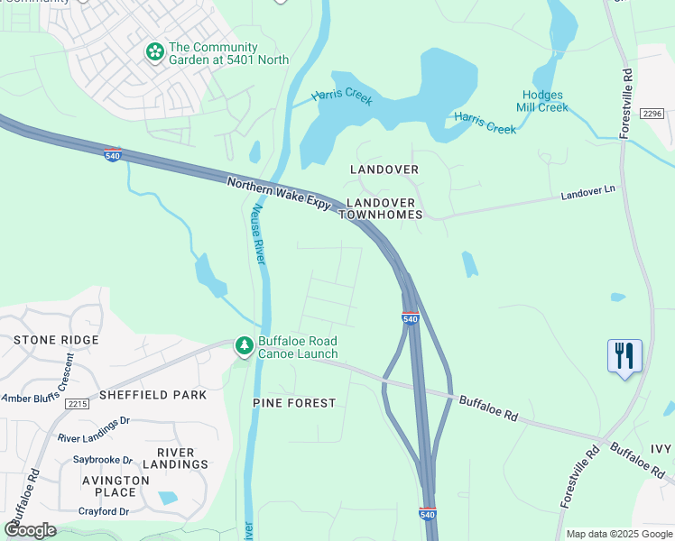 map of restaurants, bars, coffee shops, grocery stores, and more near 5412 New Briarwood Circle in Raleigh
