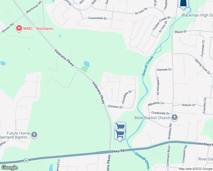 map of restaurants, bars, coffee shops, grocery stores, and more near 5411 Perlou Lane in Murfreesboro