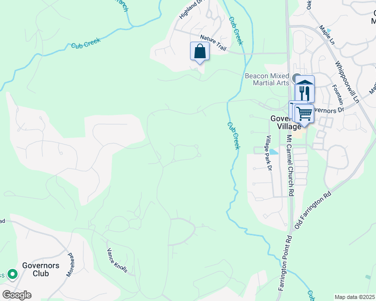 map of restaurants, bars, coffee shops, grocery stores, and more near 60111 Davie in Chapel Hill