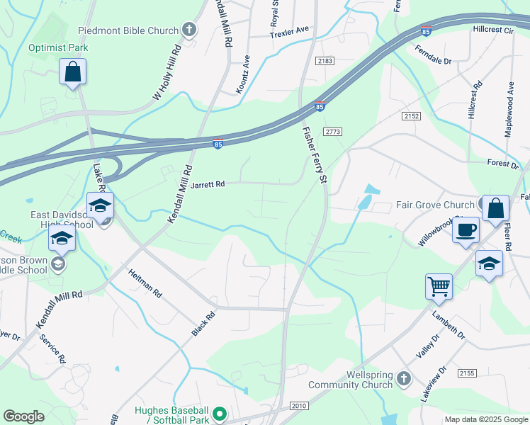 map of restaurants, bars, coffee shops, grocery stores, and more near 101 H E Clement Ln in Thomasville