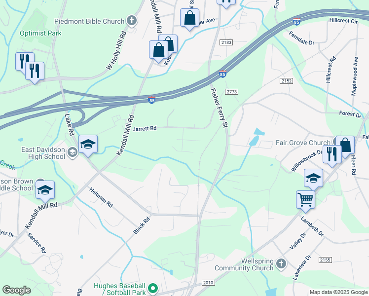 map of restaurants, bars, coffee shops, grocery stores, and more near 101 H E Clement Ln in Thomasville