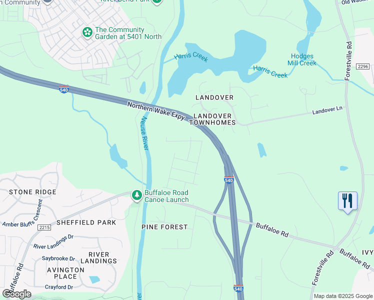 map of restaurants, bars, coffee shops, grocery stores, and more near 5412 New Briarwood Circle in Raleigh