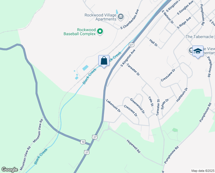 map of restaurants, bars, coffee shops, grocery stores, and more near 820 South Kingston Avenue in Rockwood