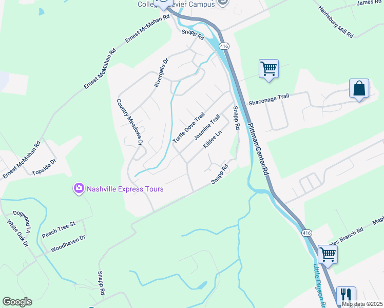 map of restaurants, bars, coffee shops, grocery stores, and more near 1507 Kildee Lane in Sevierville