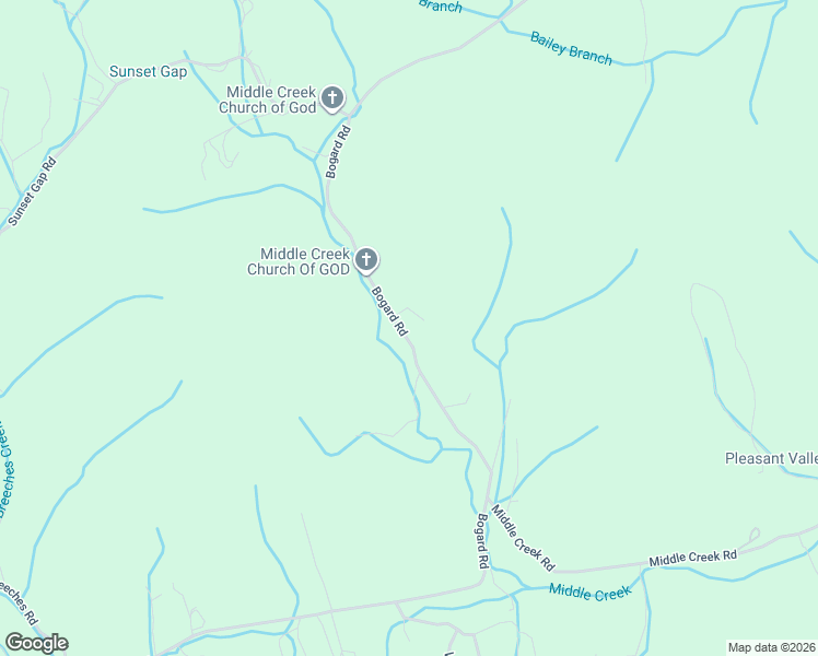 map of restaurants, bars, coffee shops, grocery stores, and more near 3410 Bogard Road in Cosby