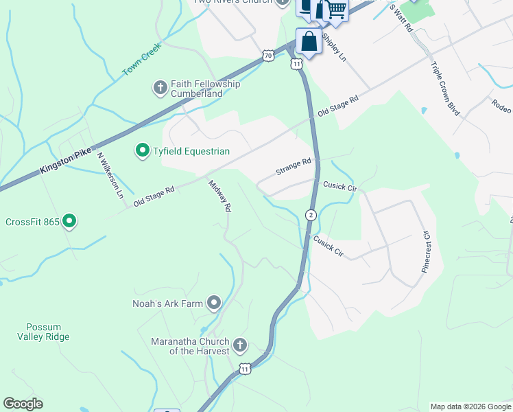 map of restaurants, bars, coffee shops, grocery stores, and more near 987 Meadow Walk Lane in Lenoir City