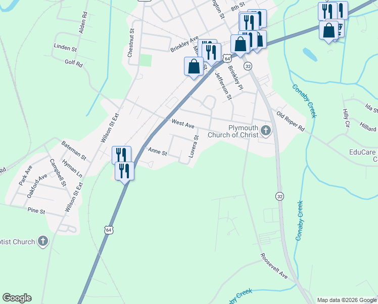 map of restaurants, bars, coffee shops, grocery stores, and more near 127-135 Anne Saint Exd in Plymouth