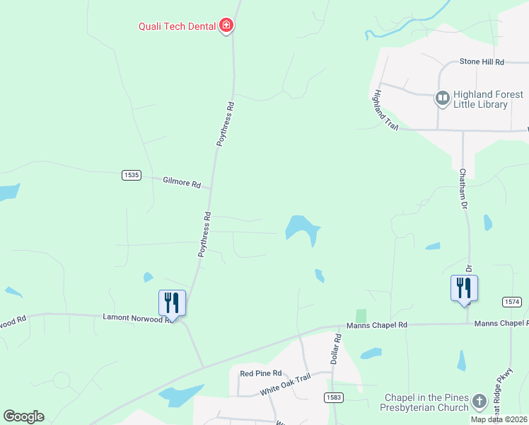 map of restaurants, bars, coffee shops, grocery stores, and more near 486 Poythress Road in Chapel Hill