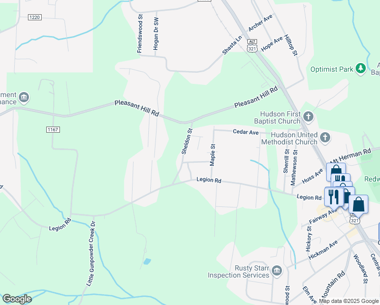 map of restaurants, bars, coffee shops, grocery stores, and more near 325 Sheldon Street in Hudson