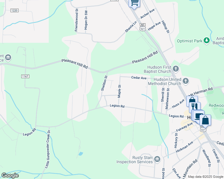 map of restaurants, bars, coffee shops, grocery stores, and more near 325 Sheldon Street in Hudson