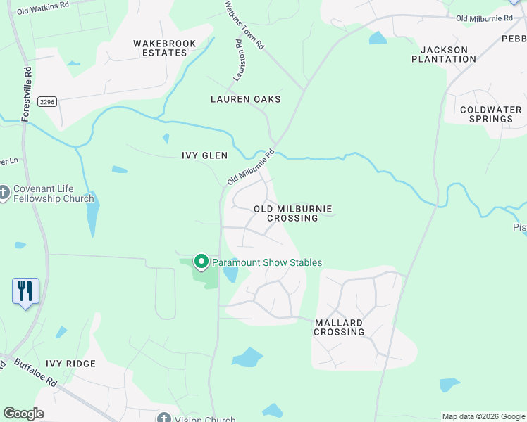 map of restaurants, bars, coffee shops, grocery stores, and more near 3513 Bloomfield Way in Raleigh
