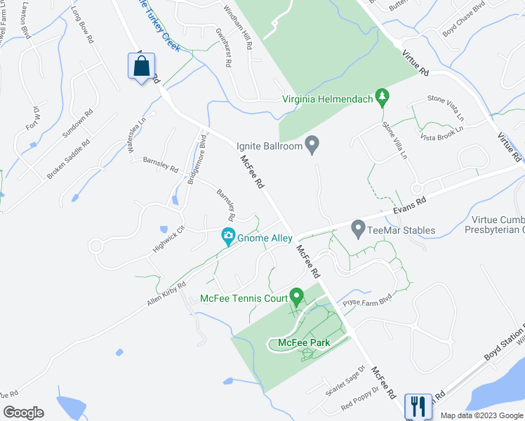 map of restaurants, bars, coffee shops, grocery stores, and more near 819 Hammock Lane in Knoxville