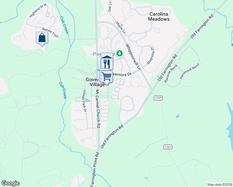 map of restaurants, bars, coffee shops, grocery stores, and more near 12021 Wicker Drive in Chapel Hill