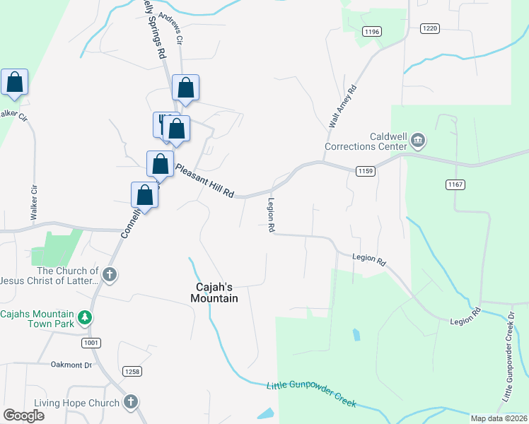 map of restaurants, bars, coffee shops, grocery stores, and more near 1250 Accord Lane in Lenoir