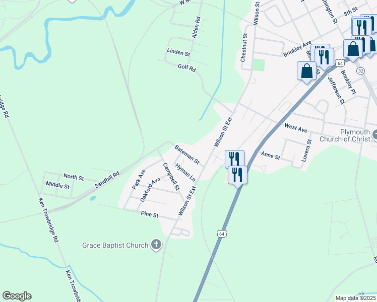 map of restaurants, bars, coffee shops, grocery stores, and more near 111 Bateman Street in Plymouth