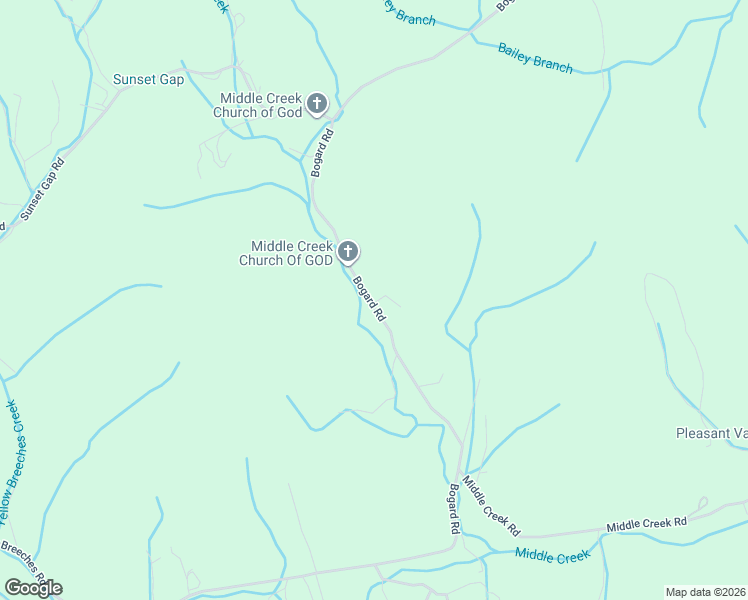 map of restaurants, bars, coffee shops, grocery stores, and more near 3410 Bogard Road in Cosby