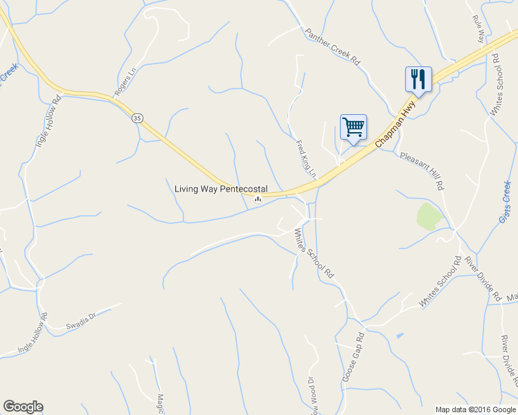 map of restaurants, bars, coffee shops, grocery stores, and more near 2111 Chapman Highway in Sevierville