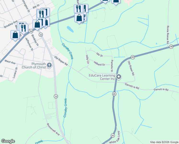 map of restaurants, bars, coffee shops, grocery stores, and more near 115 Hazel Street in Plymouth
