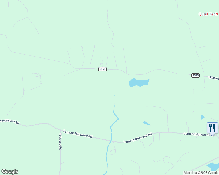 map of restaurants, bars, coffee shops, grocery stores, and more near 2091 Lamont Norwood Road in Pittsboro