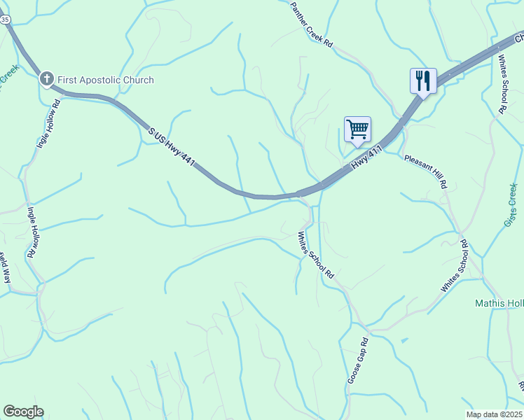 map of restaurants, bars, coffee shops, grocery stores, and more near 2111 Chapman Highway in Sevierville