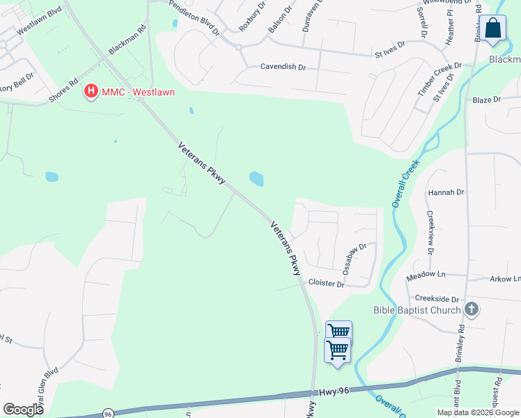 map of restaurants, bars, coffee shops, grocery stores, and more near 4760 Veterans Parkway in Murfreesboro