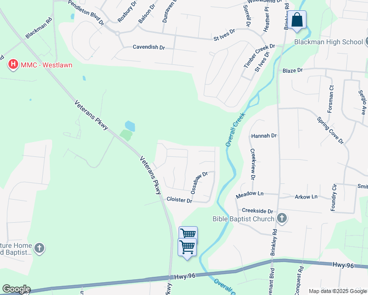 map of restaurants, bars, coffee shops, grocery stores, and more near 5302 Tony Lama Lane in Murfreesboro
