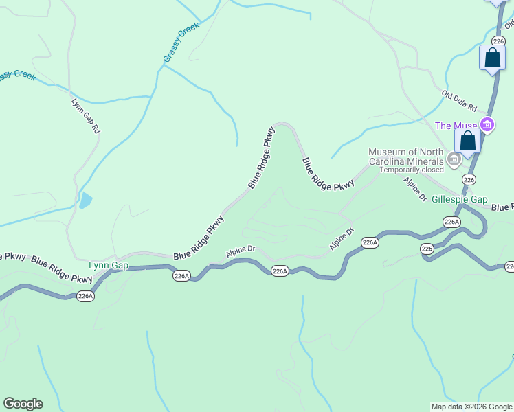 map of restaurants, bars, coffee shops, grocery stores, and more near 47 Bern Viaduct in Spruce Pine