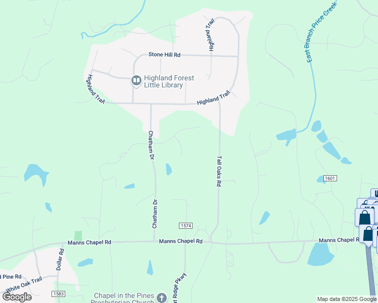 map of restaurants, bars, coffee shops, grocery stores, and more near 79 Glen Eden Court in Chapel Hill