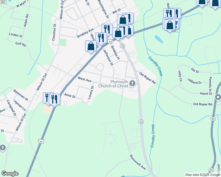 map of restaurants, bars, coffee shops, grocery stores, and more near 202 Plymouth Airport Road in Plymouth